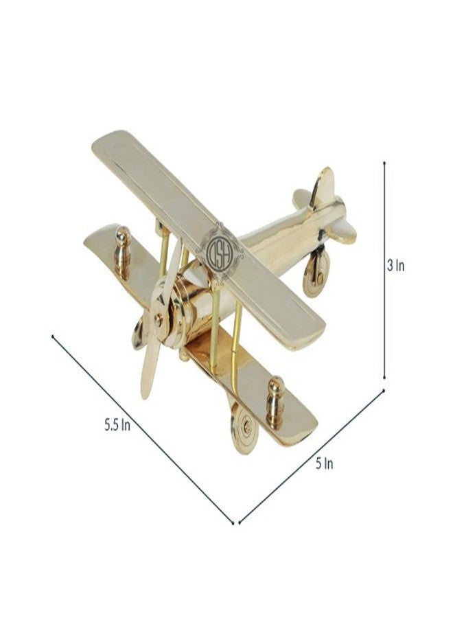 DSH Brass Aeroplane Model Showpiece, Antique Table Top Miniature Decorative Showpiece for Home Decor & Office Table with Gold, Glossy and Shiny Finish - Image 4